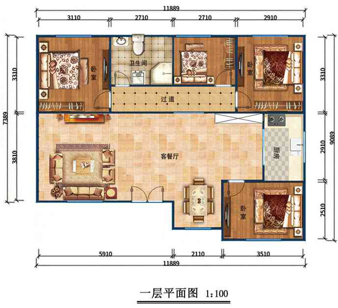 單層歐式輕鋼別墅室內(nèi)設計圖